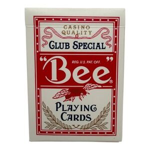 Bee Casino Quality Club Special Playing Cards Deck - Red EUC